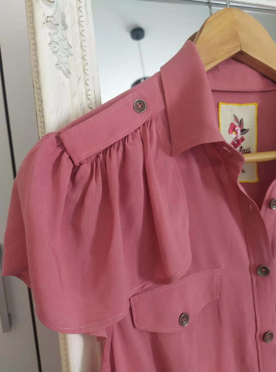 Blusa Feminina Replay Dusty Rose Sem Mangas de Viscose com Babado P – photo 6
